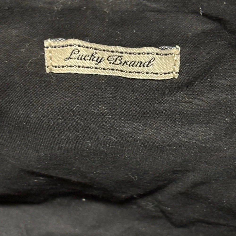 Lucky Brand embroidered canvas leather trim tote bag - Picture 6 of 10